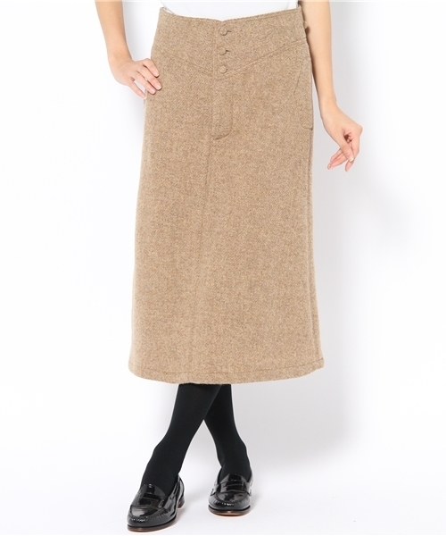 BEAMS BOY（ビームスボーイ）の「□BEAMS BOY / バックアジャスト ツイードスカート（スカート・レディース・ベージュ/グリーン・0/1）」の2枚目の写真