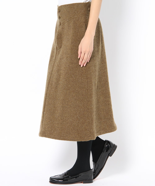 BEAMS BOY（ビームスボーイ）の「□BEAMS BOY / バックアジャスト ツイードスカート（スカート・レディース・ベージュ/グリーン・0/1）」の3枚目の写真