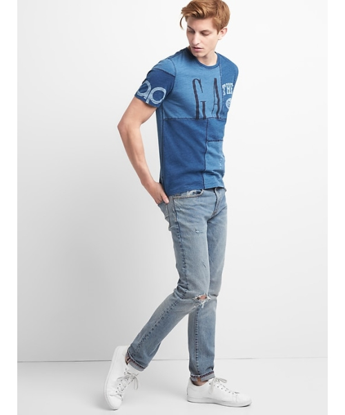 GAP（ギャップ）の「Gap ロゴリミックス 半袖クルーネックTシャツ（Tシャツ/カットソー・メンズ・インディゴブルー/ホワイト系その他・XS/XL/S/M/L）」の4枚目の写真