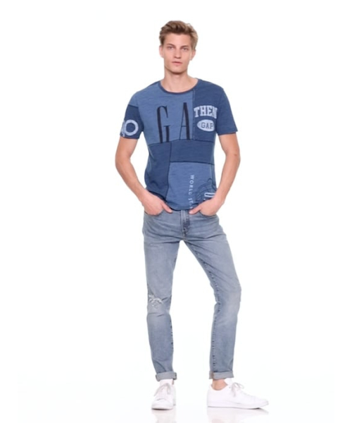 GAP（ギャップ）の「Gap ロゴリミックス 半袖クルーネックTシャツ（Tシャツ/カットソー・メンズ・インディゴブルー/ホワイト系その他・XS/XL/S/M/L）」の7枚目の写真