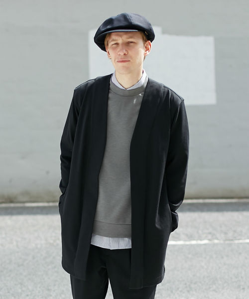 L&HARMONY（エルアンドハーモニー）の「ポンチロングカーディガン（カーディガン/ボレロ・メンズ・ブラック/ネイビー/グレー・LARGE/MEDIUM）」の2枚目の写真