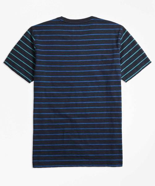 BROOKS BROTHERS（ブルックスブラザーズ）の「Red Fleece コットン スラブジャージー ストライプ ファンTシャツ（Tシャツ/カットソー・メンズ・ネイビー・X-SMALL/LARGE/SMALL/MEDIUM）」の2枚目の写真