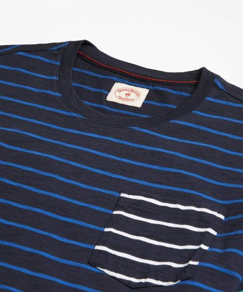 BROOKS BROTHERS（ブルックスブラザーズ）の「Red Fleece コットン スラブジャージー ストライプ ファンTシャツ（Tシャツ/カットソー・メンズ・ネイビー・X-SMALL/LARGE/SMALL/MEDIUM）」の3枚目の写真
