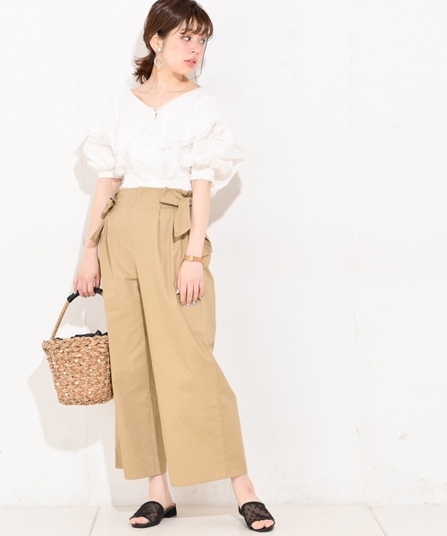 natural couture(ナチュラルクチュール)の「サイドリボンチノパンツ(その他パンツ・レディース・ベージュ/ネイビー/インディゴブルー/ピンク・FREE)」の11枚目の写真