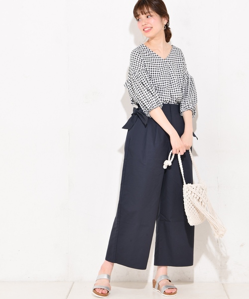 natural couture(ナチュラルクチュール)の「サイドリボンチノパンツ(その他パンツ・レディース・ベージュ/ネイビー/インディゴブルー/ピンク・FREE)」の5枚目の写真