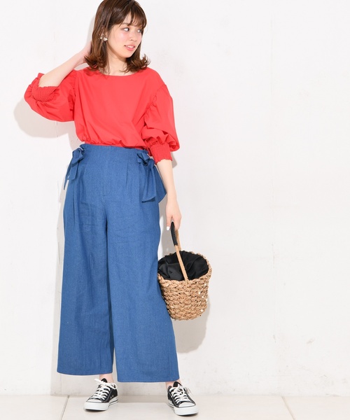 natural couture(ナチュラルクチュール)の「サイドリボンチノパンツ(その他パンツ・レディース・ベージュ/ネイビー/インディゴブルー/ピンク・FREE)」の13枚目の写真