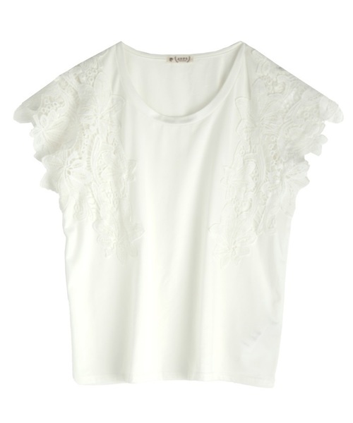 axes femme（アクシーズファム）の「肩フラワーレースTシャツ（T