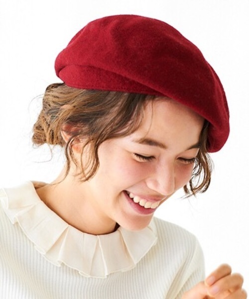 flower（フラワー）の「ラインウールベレー（ハンチング/ベレー帽・レディース・ブラック/ベージュ/ブラウン/グレー/レッド・FREE）」の2枚目の写真