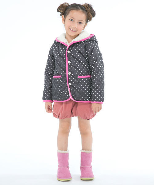 ANY（エニィ）の「【KIDS】ポリエステルシレー加工×裏ボアpt（ブルゾン・キッズ・ブラック系5/カーキ系/ブルー系/ピンク系/オレンジ系・80/90/100/110/120/130）」の2枚目の写真