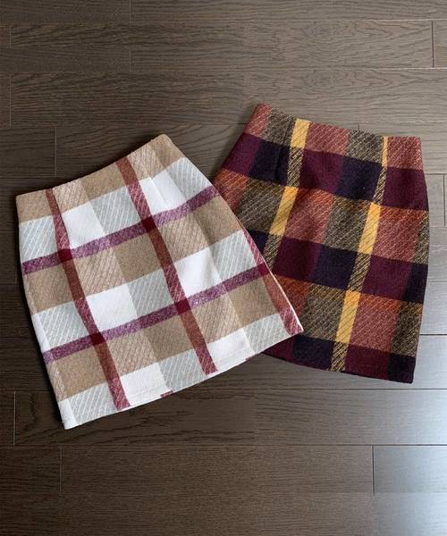 shopnikoniko(ショップニコニコ)の「マドラスチェックハイウエストミニスカート(スカート・レディース・ベージュ/レッド・フリー)」の10枚目の写真