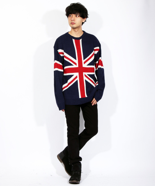 ８(eight)（エイト）の「ニットセーター ユニオンジャック 英国（ニット/セーター・メンズ・ブラック/ネイビー・MEDIUM/LARGE）」の18枚目の写真