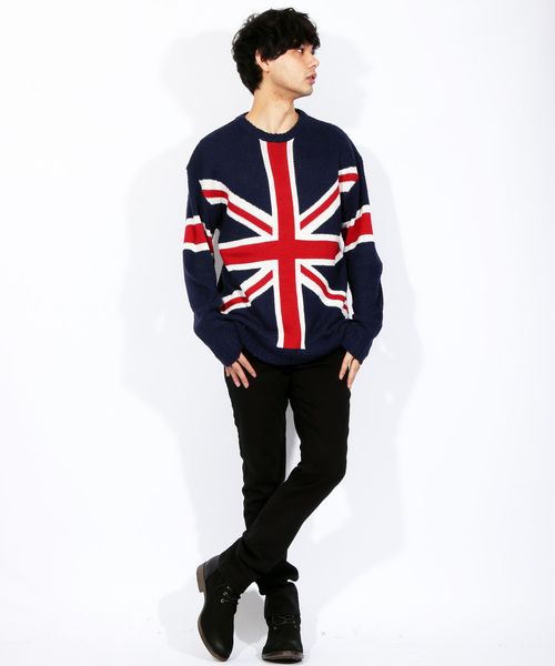 ８(eight)（エイト）の「ニットセーター ユニオンジャック 英国（ニット/セーター・メンズ・ブラック/ネイビー・MEDIUM/LARGE）」の19枚目の写真