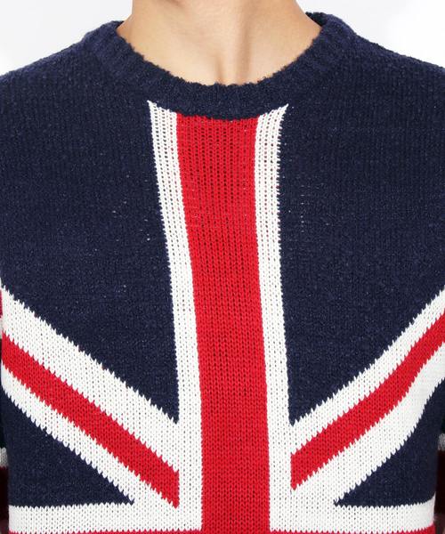 ８(eight)（エイト）の「ニットセーター ユニオンジャック 英国（ニット/セーター・メンズ・ブラック/ネイビー・MEDIUM/LARGE）」の3枚目の写真