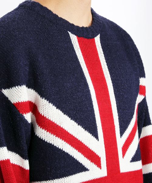 ８(eight)（エイト）の「ニットセーター ユニオンジャック 英国（ニット/セーター・メンズ・ブラック/ネイビー・MEDIUM/LARGE）」の4枚目の写真