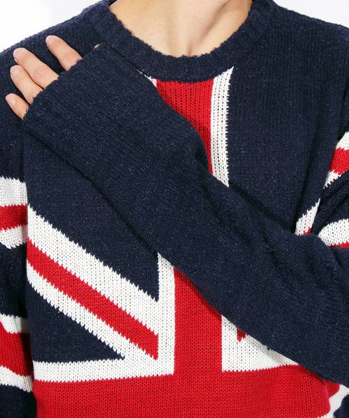 ８(eight)（エイト）の「ニットセーター ユニオンジャック 英国（ニット/セーター・メンズ・ブラック/ネイビー・MEDIUM/LARGE）」の5枚目の写真