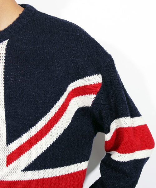 ８(eight)（エイト）の「ニットセーター ユニオンジャック 英国（ニット/セーター・メンズ・ブラック/ネイビー・MEDIUM/LARGE）」の7枚目の写真