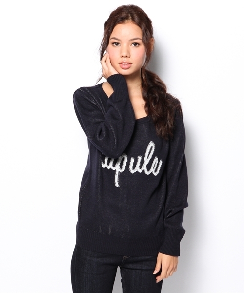 laule'a sunny side store(ラウレアサニーサイドストア)の「lapuleロゴニット(ニット/セーター・レディース・オフホワイト/グレー/ネイビー・FREE)」の1枚目の写真