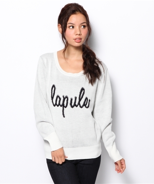 laule'a sunny side store(ラウレアサニーサイドストア)の「lapuleロゴニット(ニット/セーター・レディース・オフホワイト/グレー/ネイビー・FREE)」の2枚目の写真