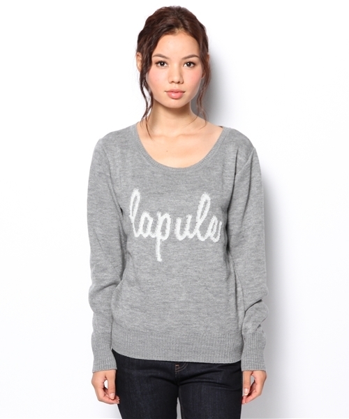 laule'a sunny side store(ラウレアサニーサイドストア)の「lapuleロゴニット(ニット/セーター・レディース・オフホワイト/グレー/ネイビー・FREE)」の4枚目の写真
