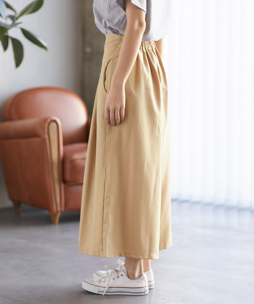 Chaco closet(チャコ クローゼット)の「タック入りウエストゴム ロングガウチョパンツ(その他パンツ・レディース・オリーブ/ベージュ/ブラック/ネイビー・FREE)」の16枚目の写真