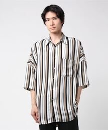 【RINGS】マルチストライプ/ビッグショートスリーブシャツ