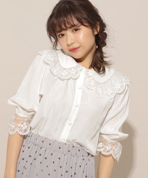 apres jour（アプレジュール）の「スカラップレース襟ブラウス【ZOZOTOWN限定アイテム】（シャツ/ブラウス・レディース・ブラック/オフホワイト/ブルー/ラベンダー・フリー）」の8枚目の写真