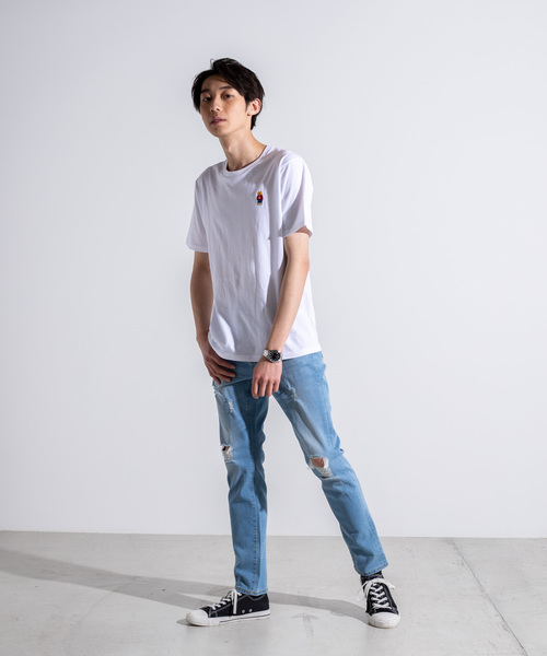 WEGO（ウィゴー）の「WEGO/ベアワンポイント刺繍Tシャツ（Tシャツ/カットソー・メンズ・ネイビー/ベージュ/ホワイト/ホワイト系その他/その他2/その他1・LARGE/MEDIUM/SMALL）」の14枚目の写真