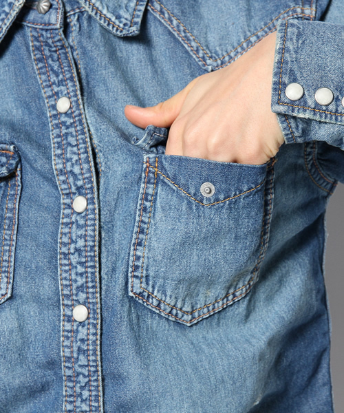 goa（ゴア）の「6OZ ﾃﾞﾆﾑｼｬﾂ（シャツ/ブラウス・レディース・ブルー・FREE）」の7枚目の写真