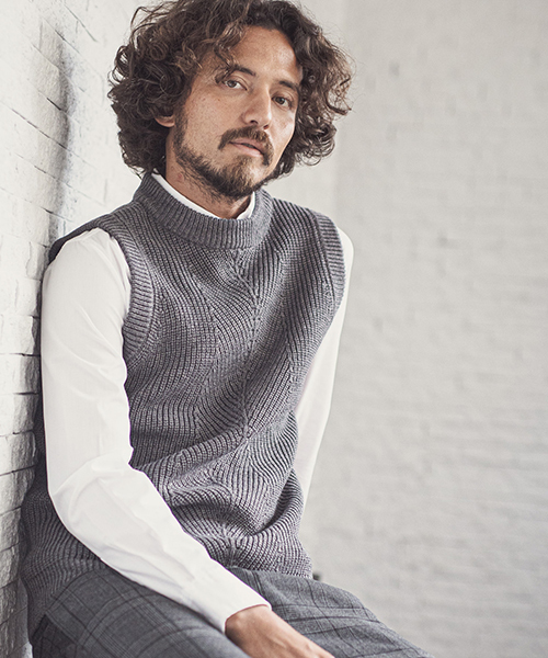 CAMBIO�i�J���r�I�j�́umcg2477-Wool Knit Vest�@�j�b�g�x�X�g�i�x�X�g�j�v�b�O���[