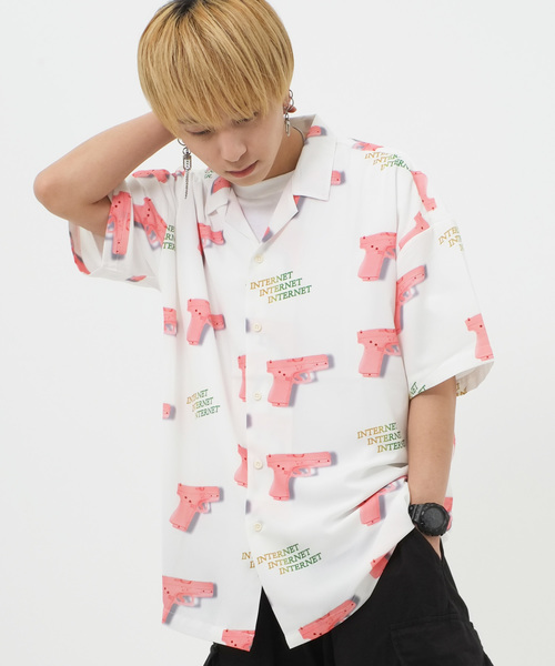 ATTI(アッティ)の「ピストルカラー総柄シャツ(シャツ/ブラウス・メンズ・ホワイト/ブラック/サックスブルー・FREE)」の9枚目の写真