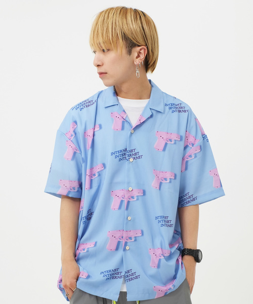 ATTI(アッティ)の「ピストルカラー総柄シャツ(シャツ/ブラウス・メンズ・ホワイト/ブラック/サックスブルー・FREE)」の7枚目の写真