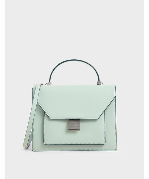 CHARLES & KEITH（チャールズ & キース）の「クロックエフェクトトップハンドルバッグ / Croc-Effect Top Handle Bag（ハンドバッグ・レディース・ブラック/パープル/ミント・M）」の3枚目の写真