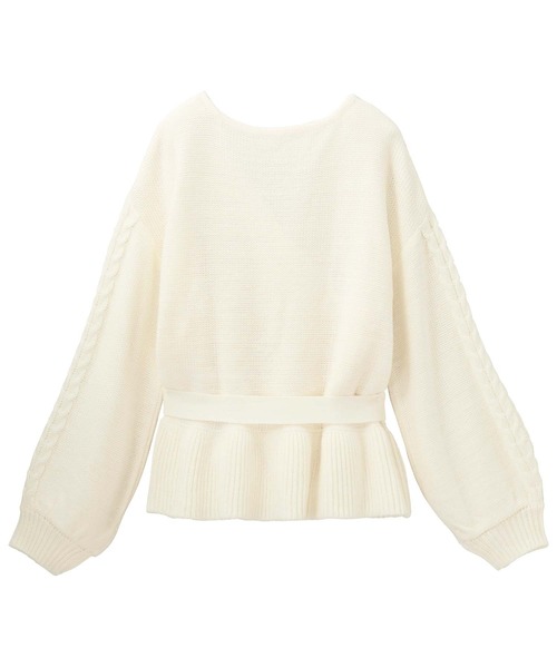 GeeRA(ジーラ)の「カシュクールケーブルニットトップス(ニット/セーター・レディース・オフホワイト・LARGE/MEDIUM/X-LARGE)」の4枚目の写真