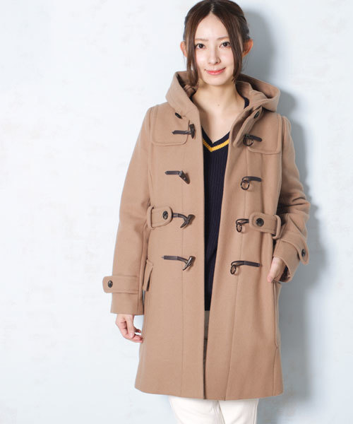 NANO universe(ナノユニバース)の「ハードメルトンロングダッフルコート(ダッフルコート・レディース・ブラック/ベージュ/ネイビー・36/38)」の2枚目の写真