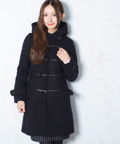 NANO universe(ナノユニバース)の「ハードメルトンロングダッフルコート(ダッフルコート・レディース・ブラック/ベージュ/ネイビー・36/38)」の3枚目の写真