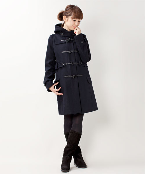 NANO universe(ナノユニバース)の「ハードメルトンロングダッフルコート(ダッフルコート・レディース・ブラック/ベージュ/ネイビー・36/38)」の15枚目の写真