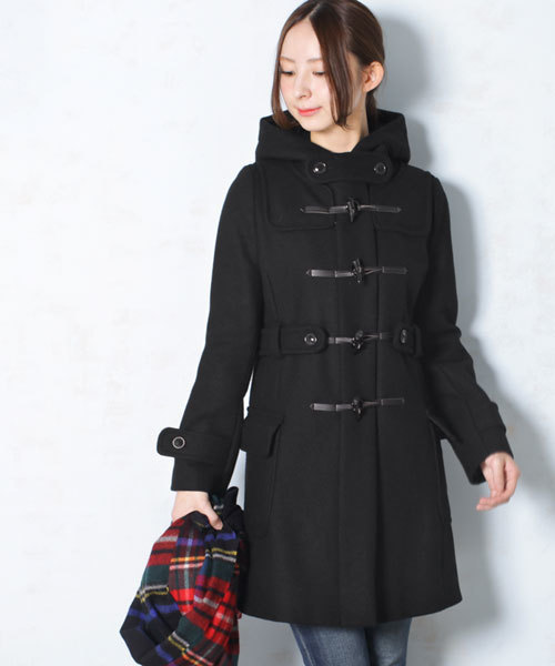 NANO universe(ナノユニバース)の「ハードメルトンロングダッフルコート(ダッフルコート・レディース・ブラック/ベージュ/ネイビー・36/38)」の21枚目の写真