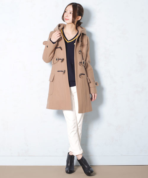 NANO universe(ナノユニバース)の「ハードメルトンロングダッフルコート(ダッフルコート・レディース・ブラック/ベージュ/ネイビー・36/38)」の22枚目の写真