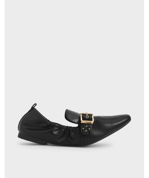 CHARLES & KEITH（チャールズ & キース）の「バックルディテール スタッズドローファー / Buckle Detail Studded Loafers（ローファー・レディース・ブラック/ブラウン/オフホワイト・22.5cm/23cm/23.5cm/24.5cm/25cm/25.5cm）」の3枚目の写真