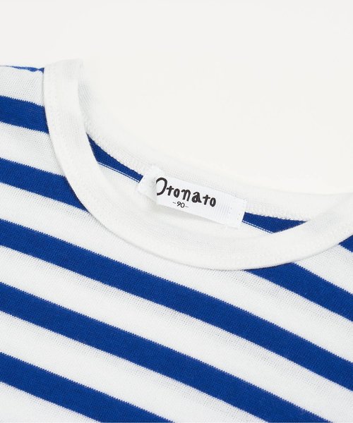 Otonato（オトナト）の「/裾ラウンドボーダーＴシャツ【親子でおそろいリンクコーデ】（Tシャツ/カットソー・キッズ・グレー/ブルー・90/100/110/120/130/140）」の8枚目の写真