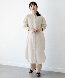 LOWRYS FARM | アサコンバンドカラーシャツワンピース　886422(ワンピース)