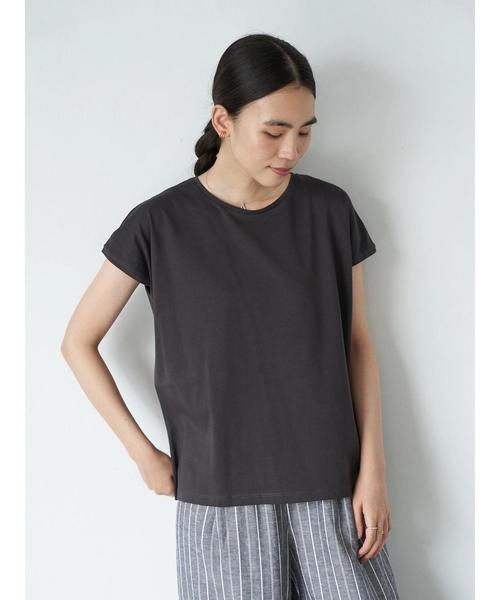 AMERICAN HOLIC（アメリカンホリック）の「フレンチスリーブクルーネックカットプルオーバー2　＊〇（Tシャツ/カットソー・レディース・チャコールグレー/ベージュ・M/L）」の2枚目の写真