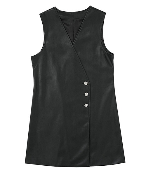 Fano Studios（ファノ ストゥディオズ）の「【Fano Studios】PUレザー ロングベスト FD20L001（ベスト・レディース・ブラック・S/M/L）」の5枚目の写真