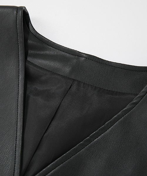 Fano Studios（ファノ ストゥディオズ）の「【Fano Studios】PUレザー ロングベスト FD20L001（ベスト・レディース・ブラック・S/M/L）」の15枚目の写真