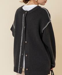 coen | 2WAYブランケット刺繍ニットカーディガン（プルオーバーニット）(カーディガン/ボレロ)