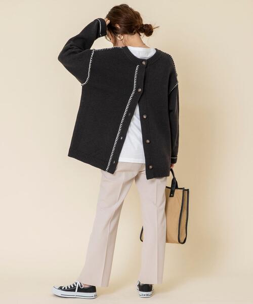 coen（コーエン）の「2WAYブランケット刺繍ニットカーディガン（プルオーバーニット）（カーディガン/ボレロ・レディース・ダークグレー/モカ/ナチュラル/ブラウン・FREE）」の8枚目の写真