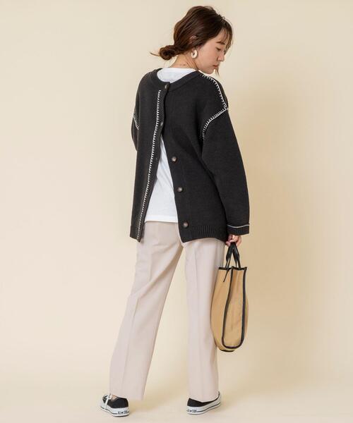 coen（コーエン）の「2WAYブランケット刺繍ニットカーディガン（プルオーバーニット）（カーディガン/ボレロ・レディース・ダークグレー/モカ/ナチュラル/ブラウン・FREE）」の9枚目の写真