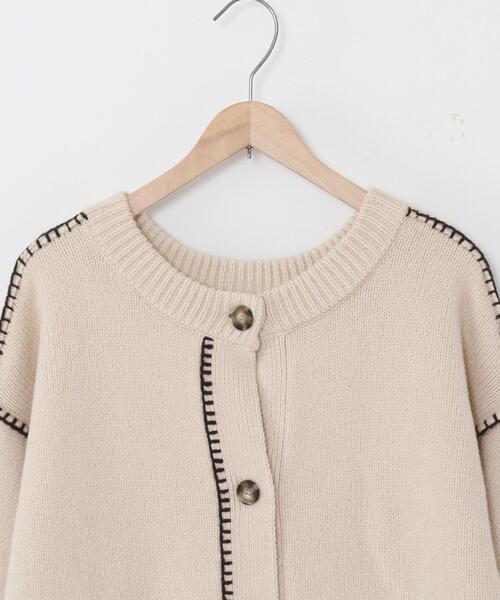 coen（コーエン）の「2WAYブランケット刺繍ニットカーディガン（プルオーバーニット）（カーディガン/ボレロ・レディース・ダークグレー/モカ/ナチュラル/ブラウン・FREE）」の16枚目の写真