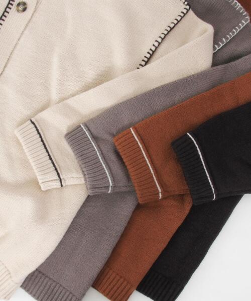 coen（コーエン）の「2WAYブランケット刺繍ニットカーディガン（プルオーバーニット）（カーディガン/ボレロ・レディース・ダークグレー/モカ/ナチュラル/ブラウン・FREE）」の12枚目の写真