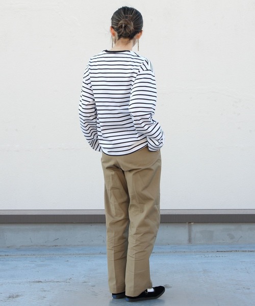 ORCIVAL（オーシバル）の「ORCIVAL/オーシバル　マーセライズドコットンロングスリーブ　ストライプ 40/2 RC9261（Tシャツ/カットソー・レディース・ブルー/グリーン/ホワイト・1）」の10枚目の写真